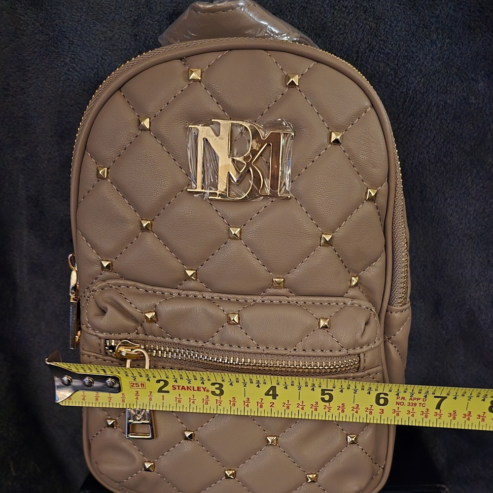 Elegant Taupe Quilted Backpack - Picture 5 of 9